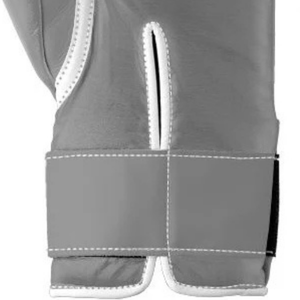 Gants de boxe professionnels en cuir gris avec fermeture velcro au poignet, gants d'entraînement et de sparring pour hommes et femmes - Product Image 6