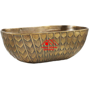 <b>Large</b> Acacia <b>Wooden</b> <b>Bowl</b> for Decorative Party & Wedding Decor Latest Brass Antique Finished Customized Design High Quality - Product Image 1