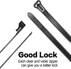 روابط بسحاب قابلة لإعادة الاستخدام ، ربطات كبل سوداء ، حزمة ربطات نايلون عالية الشد ، قابلة للتحرير من النايلون - Product Image 5