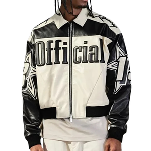 High Quality Custom Embroidered Logo Baseball <b>Jacket</b> Men Plus Size <b>Long</b> Sleeve Varsity Letterman Heavy <b>Leather</b> Men's <b>Jacket</b> - Product Image 1