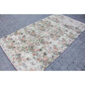 Alfombra Turca Vintage Grande de 4.8x8.5 pies, Alfombra de Lana Blanca y Roja de Estilo Suroeste - Product Image 3