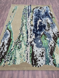 Tapis en soie touffeté fait main de luxe Tapis rond texturé moderne pour salon chambre à coucher Tapis en laine touffeté à la main de haute qualité - Product Image 6