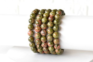 Wholesale Premium Quality Natural Healing Green Color Unakite 8mm <b>Beaded</b> <b>Bracelet</b> for Meditation Jewelry - Product Image 2