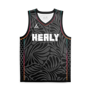 Camiseta de Baloncesto Negra Healy de Verano para Hombre, Sin Mangas, de Malla, Cuello en V, con Estampado Sublimado, Transpirable, Ropa Deportiva para Adultos - Product Image 1