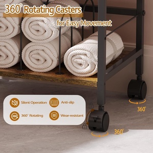 Étagère de rangement de salle de bain moderne <span class=keywords><strong>à</strong></span> 3 niveaux en métal enduit de poudre porte-papier hygiénique roues chariot utilitaire unité de rangement - Product Image 4