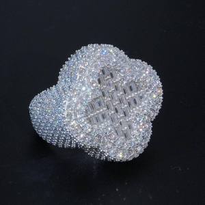 10.00Ct Hip Hop VVS Moissanite Oro blanco Redondo y Baguette Corte Diamante Ice Out Anillo de bodas Hombres Plata de Ley 925 - Product Image 3