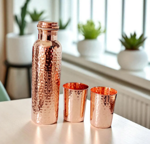 ขวดน้ำทองแดงบริสุทธิ์สำหรับน้ำดื่มขนาด34ออนซ์ทำด้วยค้อน - Product Image 1