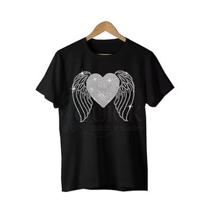 Nouveau Design 2024 coupe régulière femmes strass t-shirts col rond écologique été respirant séchage rapide fabriqué au Pakistan - Product Image 1