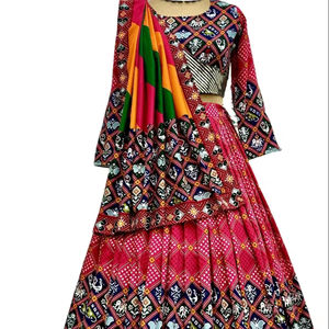 Trendy Style Fancy Bandhani Print Cotton Material Gujarati Chaniya Choli Hand <b>Block</b> Print Skirt Ready to Ship - Product Image 1