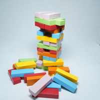 Ensemble de jouets de construction de blocs de tour en bois colorés et amusants et éducatifs pour enfants et familles-Jeu d'empilage et d'équilibrage