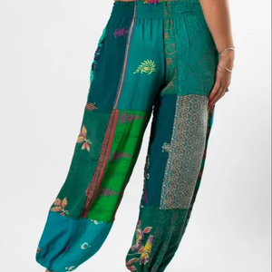 Harem Mujer Casual Boho Palazzo Yoga Pantalones Transpirable Verano PJ con cintura media Cierre elástico Estampado decorado con volantes - Product Image 1