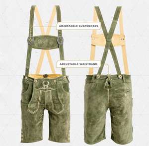 Shemax Trachten กางเกงขาสั้นผู้ชาย lederhosen สีเทา OEM แบบกำหนดเองใหม่บาวาเรีย Oktoberfest Lederhosen - Product Image 2