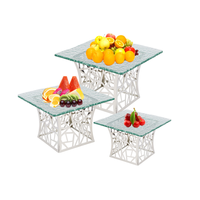 Support à gâteau personnalisable éco-responsable The Crafts avec métal argenté et verre, présentoirs de buffet de qualité supérieure