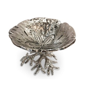 Round <b>Deep</b> Salad <b>Bowl</b> aluminum dish with delightful detailing featuring a starfish and shells Metal <b>Bowl</b>/Salad <b>Bowl</b>/Fruit <b>Bowl</b> - Product Image 5