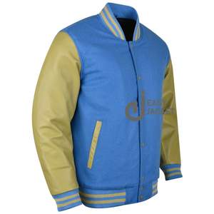 Varsity Vestes Bleu Laine Blanc Manches En Cuir Lycée Letterman Vestes Personnalisées Pour Hommes - Product Image 6