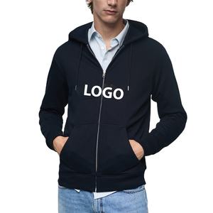 เสื้อฮู้ดโอเวอร์ไซส์แบบมีซิปของผู้ชายโลโก้กำหนดเองสีทึบเสื้อฮู้ดขนแกะแบบเรียบง่ายฤดูใบไม้ผลิฤดูใบไม้ร่วง - Product Image 1