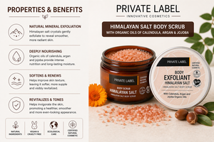 Exfoliante Corporal de Sal del Himalaya de Marca Privada 250g OEM |   Exfoliante Natural con Argán y Jojoba |   Vegano España UE - Product Image 3