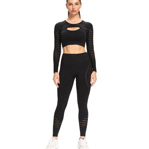 Ensemble de Yoga pour femmes, design personnalisé, sans couture, manches longues, vêtements de gymnastique, vêtements d'activité, ensembles de Yoga tricotés, offre spéciale - Product Image 5