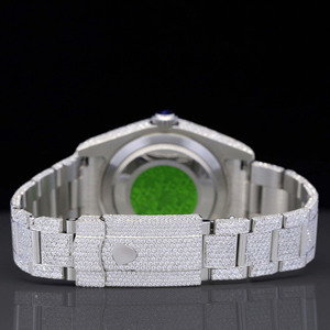 Reloj de Hip Hop de acero inoxidable con esfera árabe de lujo con pantalla analógica VVS Moissanite Passes Diamond Tester - Product Image 5