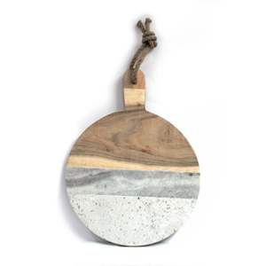 Most Popular & Fancy Design Natural <b>Marble</b> and Wood Chopping <b>Board</b> Hot Selling Oval Shape Chopping <b>Board</b> With Hanging Hole - Product Image 2