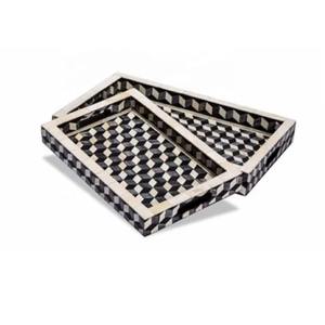 Plateau en incrustation d'os minimaliste élégant Plateau décoratif au design classique pour la cuisine, la table basse et le service utilitaire - Product Image 6