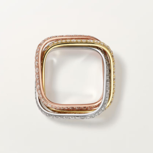 Modern Geometric Eternity Band <b>Ring</b> With Pave <b>Set</b> Round Diamonds In 10K <b>Gold</b> And 18K <b>Gold</b> Plated Finish Unisex Wedding Jewelry - Product Image 3