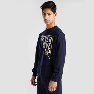 Sudadera Empower Azul Marino 100% Algodón French Terry Talla XL con Bordado 3D y Serigrafía, Efecto Lavado Ácido - Product Image 1