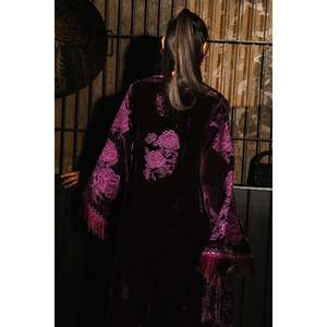 Robe élégante en velours d'hiver avec broderie à la main, manches longues, style Empress - Product Image 4