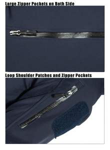 Chaqueta térmica de invierno para hombre, impermeable, de bolsillo con cremallera a prueba de viento con lona, cuello levantado, rompevientos para entrenamiento, esquí, senderismo - Product Image 4