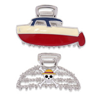 Dessin animé bateau pince à cheveux métal creux émail accessoire trois couleurs épingle à cheveux en gros découpé au Laser Barrette épingle à cheveux charme