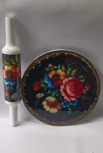 Premium Brown Printed Florals Chakla Belan Set Wooden Belan | Eco-Friendly Indian Roti Chapati Making Tool <b>Microwave</b> Oven Safe - Product Image 5