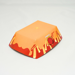 Caja de Papel para Alimentos con Recubrimiento UV Impresa a Cuatro Colores Personalizada, Bandeja Desechable Plegable para Empacar Snacks, Hamburguesas y Papas Fritas para Llevar - Product Image 3