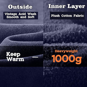 Sweat à capuche lourd délavé à l'acide pour homme, broderie personnalisée technique Puff, haute qualité, effet vintage délavé à la pierre, 100% coton, vente chaude - Product Image 6
