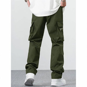 KATBROS INDUSTRY Men's Olive Green 100% Cotton Eco-Friendly <b>Waterproof</b> Breathable Cargo Pants Multiple Pockets Elastic <b>Trousers</b> - Product Image 3
