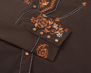 Camisa vaquera occidental para hombre, camisas de moda bordadas ajustadas de manga larga - Product Image 5