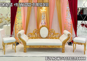 Conjunto de Muebles para la Ceremonia Walima Musulmana, Elegante Conjunto de Sofás para Boda, Sofá Tallado de Lujo Real Dorado para Boda, EE. UU. - Product Image 3