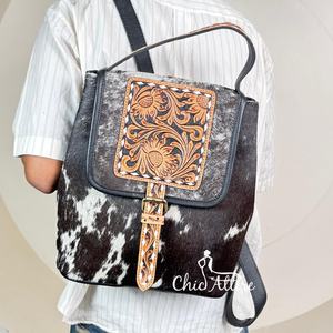 New Personalized Hand <b>Tooled</b> Cowhide Leather <b>Backpack</b> Popular Fashionable Luxury for Travel & Commuting Comfortable <b>Backpack</b> - Product Image 1