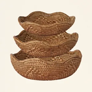 Handwoven Rattan <b>Serving</b> <b>Bowl</b> Natural Finish Sustainable Kitchenware and Fruit Display for Parties Decorative Design - Product Image 5