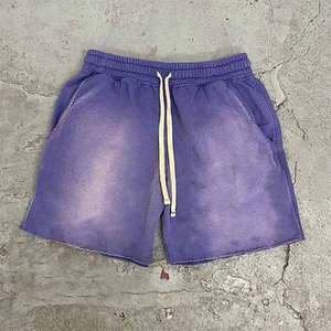 Personnalisable Vintage solide coton éponge entraînement Shorts hommes 100% haute qualité respirant toile matériel écologique haute rue - Product Image 1