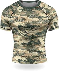 OEM <b>Rashguard</b> Short Sleeve MMA <b>BJJ</b> Compression Shirt Custom Logo Breathable Spandex/Polyester Fabric for No-Gi Training Use - Product Image 4