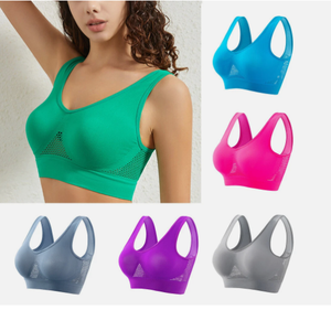 Sujetador de yoga sin costuras OEM y ODM con logotipo personalizado, Sujetador deportivo con tela de secado rápido - Product Image 1