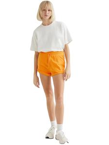 Shorts de sport décontractés en coton French Terry orange pour femmes, personnalisables avec logo, vente en gros, commande en gros - Product Image 3