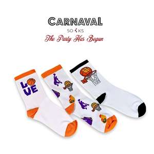 Lot de 3 chaussettes de basketball automne 100 % coton, coupe mi-haute, imprimées numériquement, brodées, antibactériennes pour joueurs de basketball - Product Image 4