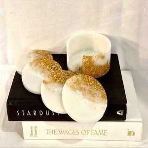 Handmade Wooden Coasters with Crystal Glitter Accents Epoxy Mats Modern Style Durable for Home Kitchen Living Room <b>Gift</b> Sets - Product Image 3