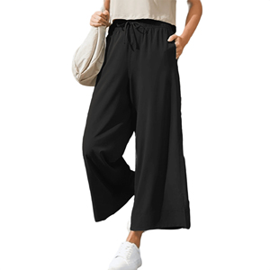 Pantalon évasé OEM 2026 Nouvelle Arrivée Pantalon décontracté ample pour femme Style décontracté Pantalon de sport Jogging Couleur unie Coton Pantalon de survêtement évasé - Product Image 3