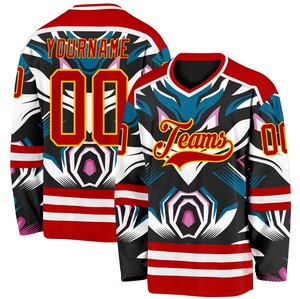 Maillot de hockey sur glace en polyester à séchage rapide, sur mesure, avec design et impression personnalisés, service OEM pour les noms d'équipe, broderie - Product Image 5