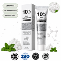Dentifrice blanchissant en marque blanche sans fluorure, 10 % Nano Hydroxyapatite, réparation de l'émail pour dents sensibles, fabricant OEM ODM