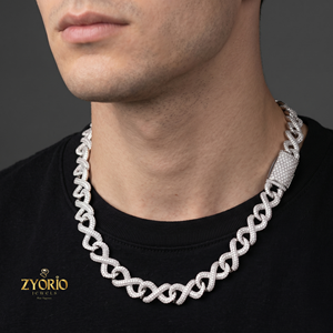 สร้อยคอทอง 14K แบบ Infinity Link ประดับเพชรเต็มเส้น พรีเมียม - Product Image 1