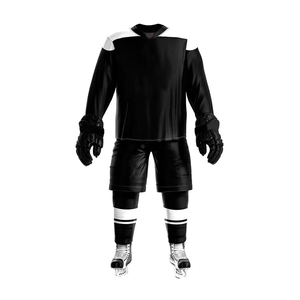 Ropa deportiva Precio al por mayor Jersey de hockey sobre hielo Uniforme Mejor sublimación Uniforme de color negro sólido Venta en Pakistán - Product Image 1