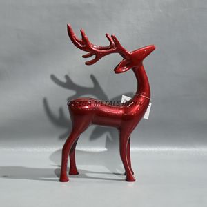 Venta al por mayor de fábrica, figurita de reno con purpurina verde, decoración navideña de lujo elegante con acabado liso, astas impresionantes - Product Image 4